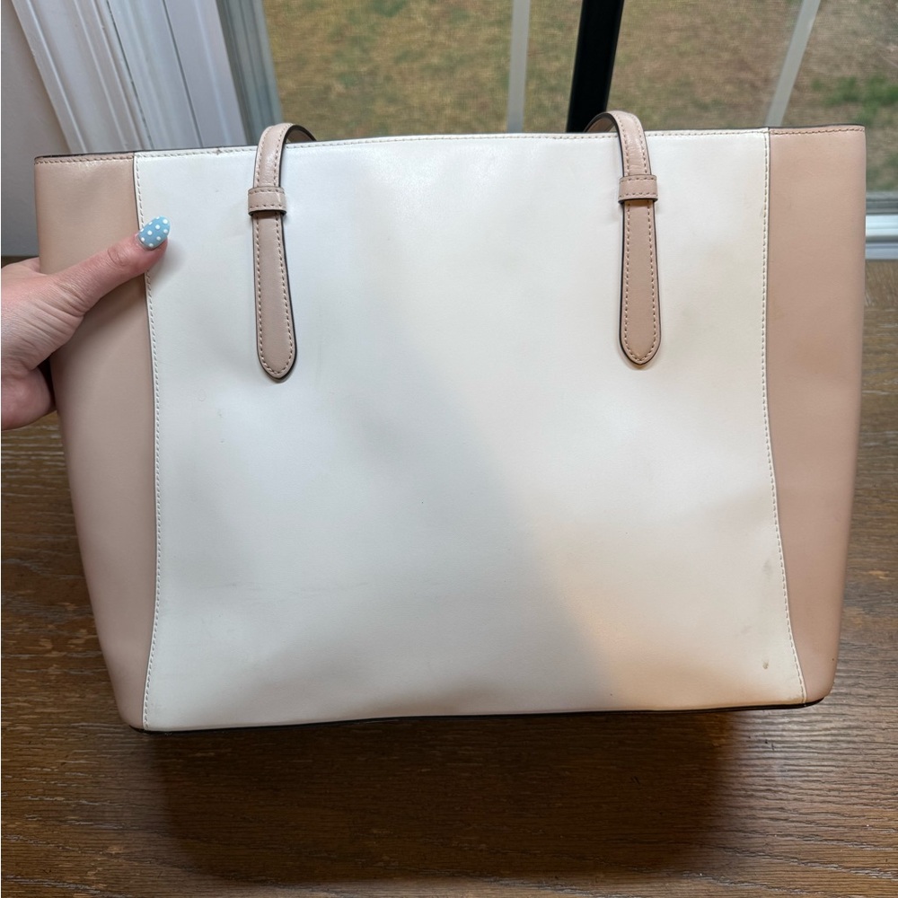 kate spade Cream and Tan Leather Tote with Double Straps - Picture 3 of 4